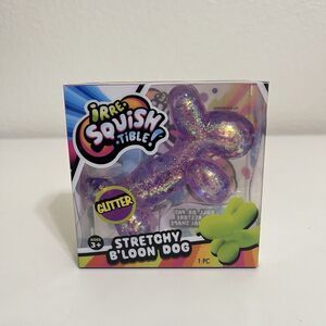 JA-RU Irre-Squish-tible Stretchy B'Loon Dog Toy Purple Glitter NEW